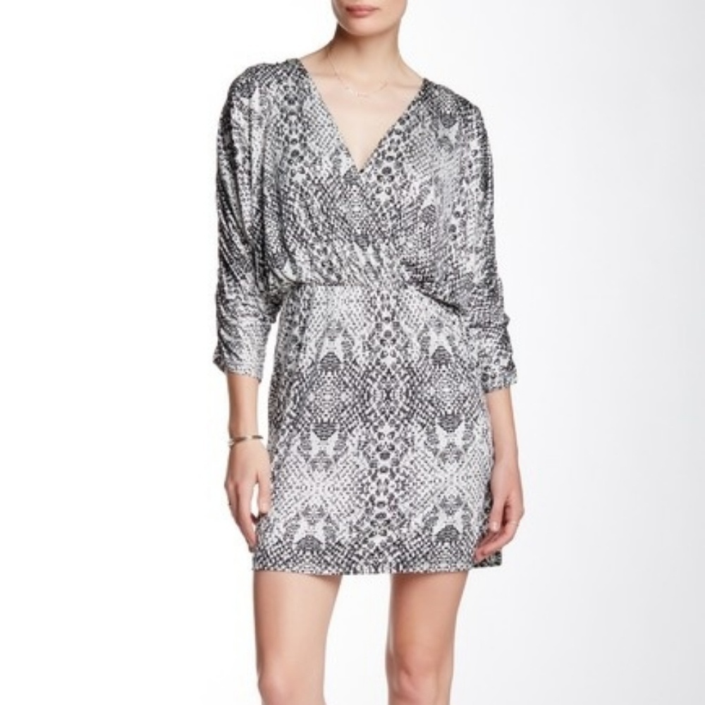 Parker Catalina blouson dress Draco gray snakeskin mini Women's Size XS
